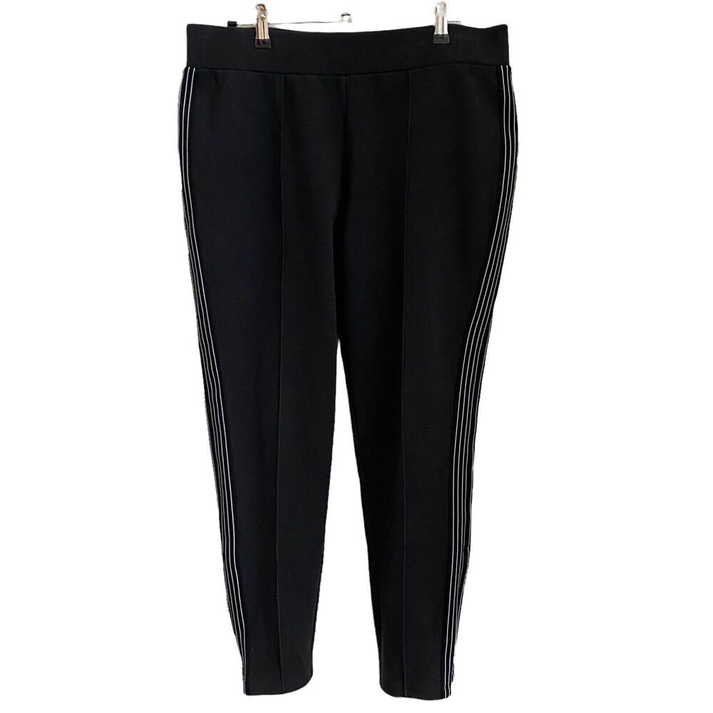 Athleta Small Commuter Sporty Track Pants Black Pull On Side Stripe